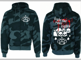 Fight for your Rights -  hrubá maskáčová mikina na zips s kapucou vzor Nightcamo - Nočný maskáč " Splinter "